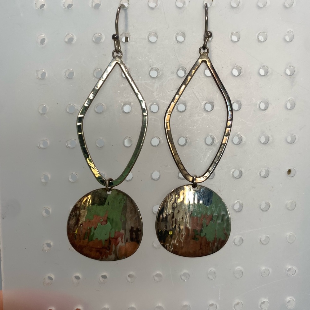 Silver Hammered Dangle Earrings